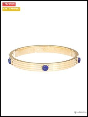 Ribbed Cabochon Bangle 18ct Gold Plated Brass Handmade Statement Bracelet